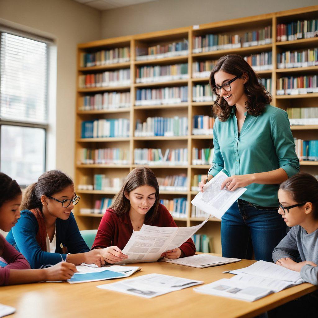 A well-organized digital library filled with colorful educational resources and legal documents, depicting various categories marked by bright labels. In the foreground, a diverse group of people (students, educators, legal professionals) are engaged in reading and discussing materials, conveying a sense of community and learning. Soft, natural lighting adds warmth to the scene, while a large banner in the background reads 'Empower Your Knowledge'. vibrant colors. super-realistic.
